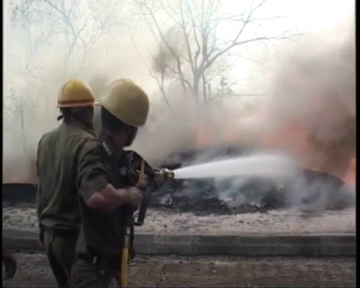 Twenty fire engines were rushed to the spot.