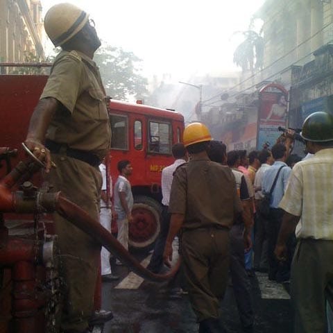 The first four fire engines arrived at the spot soon after the fire started from the nearby Free School Street fire station. But they could do little as they did not have the equipment needed to tackle the fire. <br><br>Image Courtesy: http://twitter.com/abhic