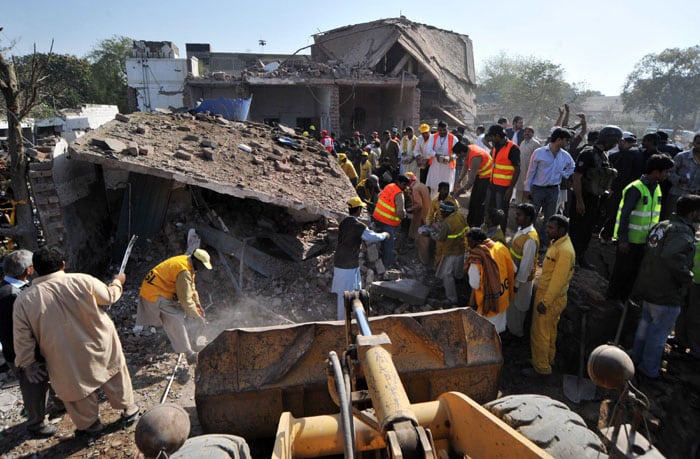 Pakistani media reports said the injured had been moved to Jinnah Hospital and Sheikh Zayed Hospital in Lahore. Injuries sustained in the blast were serious. Police were quoted as saying around 70 people were present at the time of the blast and many were feared trapped.(AFP Photo)