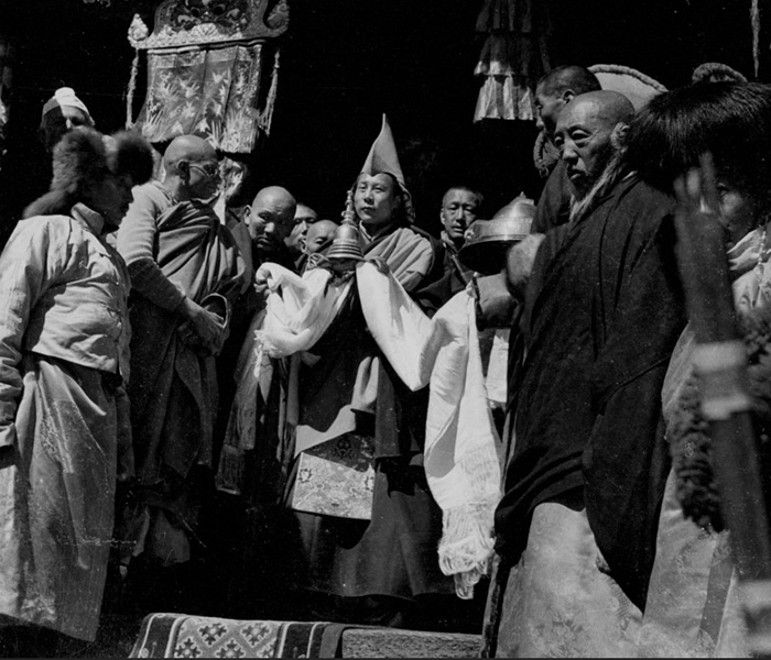 In 1939, near the town of Bumchen, Public Declaration of the Official Recognition of the Fourteenth Dalai Lama took place.

<br><br>In 1940, he was taken to the Potala Palace, where he officially became the spiritual leader of Tibet. The separation from his parents was a rather unhappy sight for him. (Photo Courtesy: www.dalailama.com)