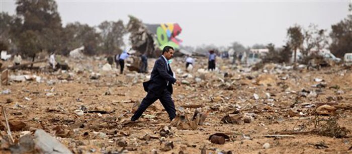 There was no immediate indication of the cause of the crash, which occurred as the Afriqiyah Airways plane was landing after a flight from Johannesburg at around 6 am (9.30 IST). (AFP Photo)