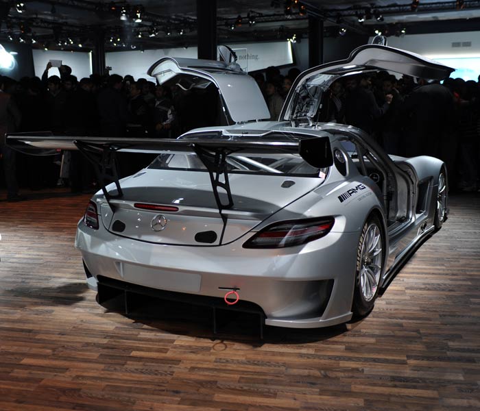 Mercedes Benz has a car on display that you are unlikely to see again in real life. Their SLR AMG race car. Not a facsimile, but the real one.