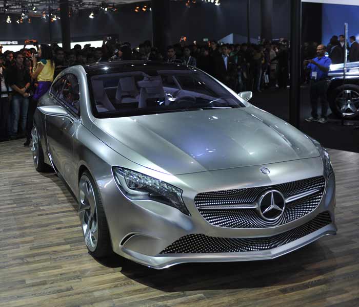 Mercedes-Benz concept A car during the Auto Expo 2012 in New Delhi.