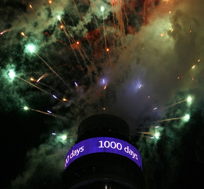Saturday, October 31 marks 1000 days to go until the Opening Ceremony of the London 2012 Olympics. A giant screen on BT Tower will flash the 1,000-day notice. (AP Photo)