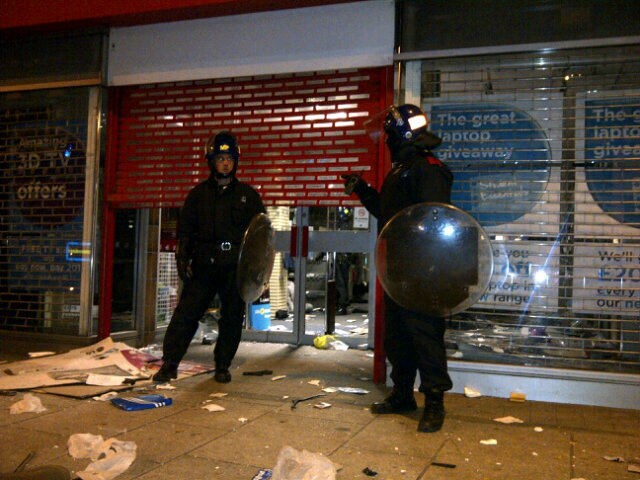 Groups of young people rampaged for a third straight night in London, setting buildings, vehicles and garbage dumps alight, looting stores and pelting police officers with bottles and fireworks. Here are some of the pictures posted on Twitter by horrified locals. (Picture: BrettMason10)