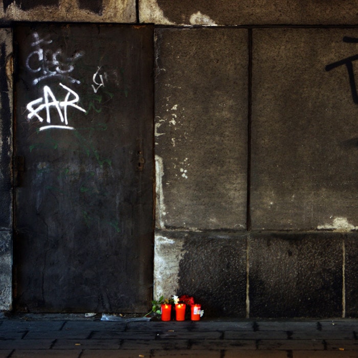 The tunnel where the pandemonium broke out during the Love Parade. Candles were left behind by the mourners inside the tunnel. (AFP Photo).