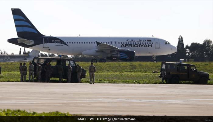First Pics: Hijacked Libyan Plane Lands In Malta, 118 On Board