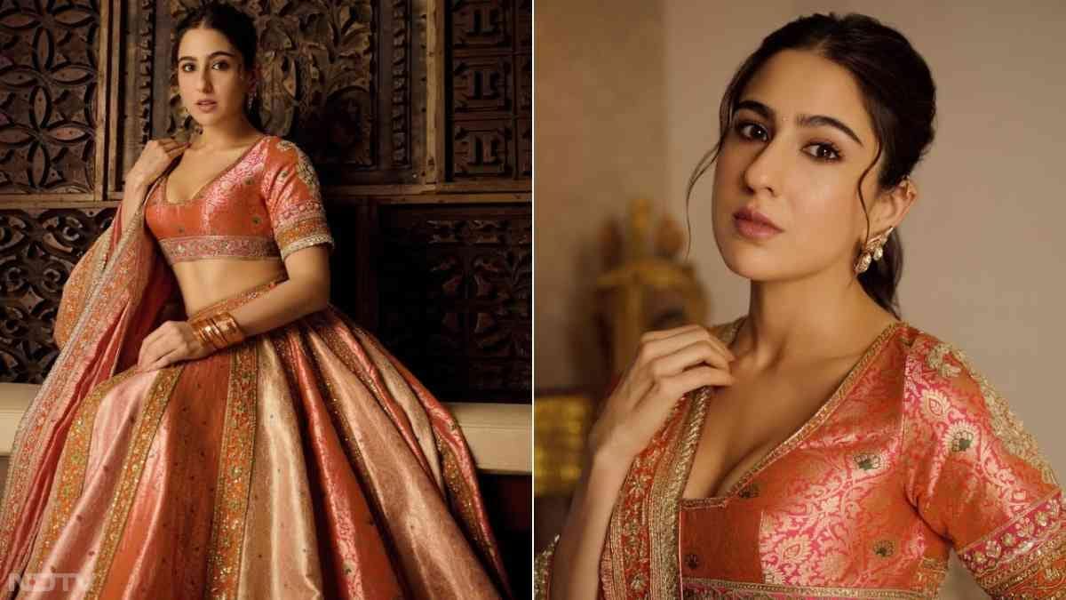 दिवाली पार्टी में सारा अली खान ने ऑरेंज कलर का जरदोजी वर्क वाला लहंगा पहना था. मैचिंग ब्लाउज और सिंपल ज्वेलरी के साथ उन्होंने अपने बालों को स्लीक पोनीटेल में बांधा था. अपने इस लुक से एक्ट्रेस ने खूब तारीफें बटोरीं.
