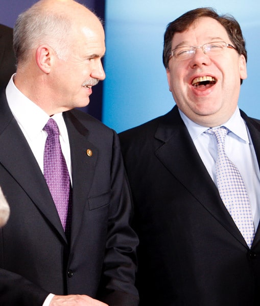 <b>Brian Cowen- Ireland</b><br><br>
Has there ever been a leader who has raised taxes, reduced salaries and yet won the heart of millions around the world? Ireland's Brian Coven(R) is that man.<br><br>
With Ireland's hampered by the banking crisis Ireland was on the verge of economic collapse; Prime Minister Brian Cowen and his able finance minister, Brian Lenihan, prescribed the harsh medicine which recovered the country's economy.