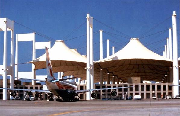 There was a time when the Saudi government's architecture and urban planning efforts, especially around Mecca, were more sensitive to local traditions, Mr. Ouroussoff writes.<br><br>For example, Skidmore, Owings & Merrill's Hajj terminal at King Abdul Aziz International Airport, completed in 1981, is ?divided into small open-air villages, where travelers can rest and pray in the shade before continuing their journey.? (NYT Photo)