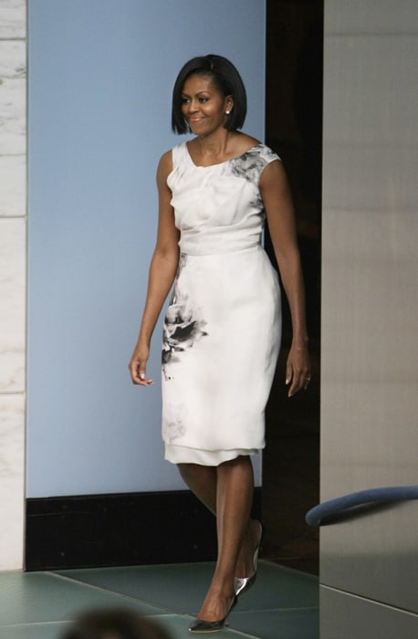 Michelle Obama Wearing Prabal Gurung Dress Press Conference