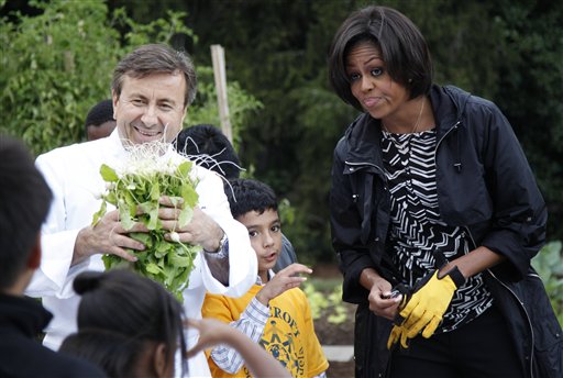 The White House kitchen team received some help from world renowned chefs Daniel Boulud, from Lyon, France, and New Yorker James Kent, representing the United States in the 2011 Bocuse d'Or cooking competition in Lyon, known informally as the Olympics of cooking. (AP Photo)