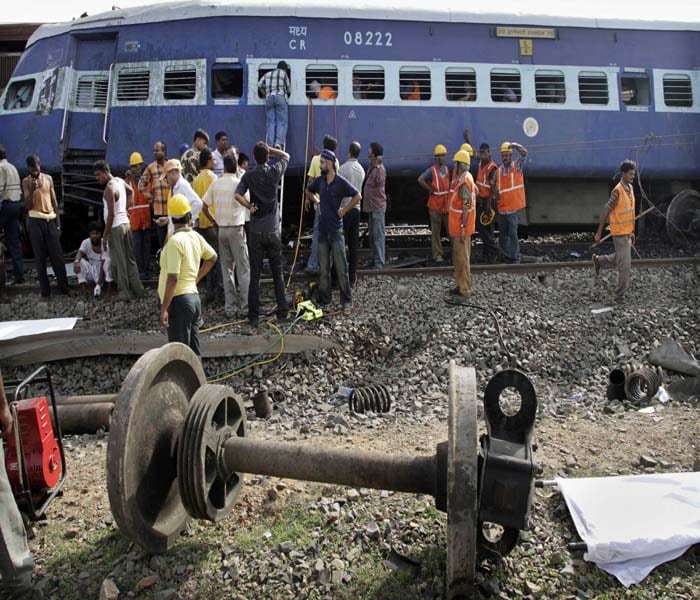 Five of the 13 derailed coaches fell on an adjacent track and were hit by a goods train coming from the opposite direction, Additional Superintendent of Police, Jhargram, Mukesh Kumar said. (AP Image)