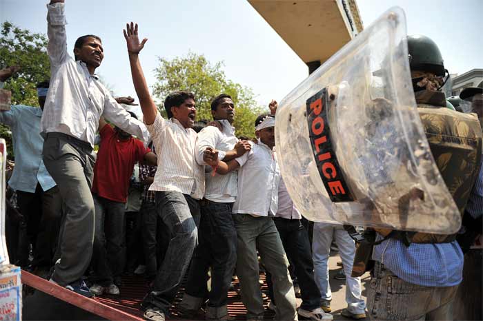 The students marched on, shouting slogans, making their way to the protest.