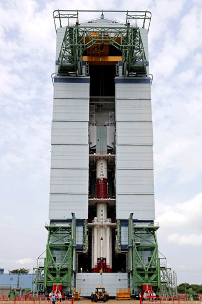 First and Second stages of PSLV-C25 at Mobile Service Tower.<BR><BR>Photo Credit: ISRO