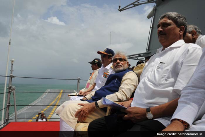 The Prime Minister on India's largest warship and aircraft carrier, INS Vikramaditya.