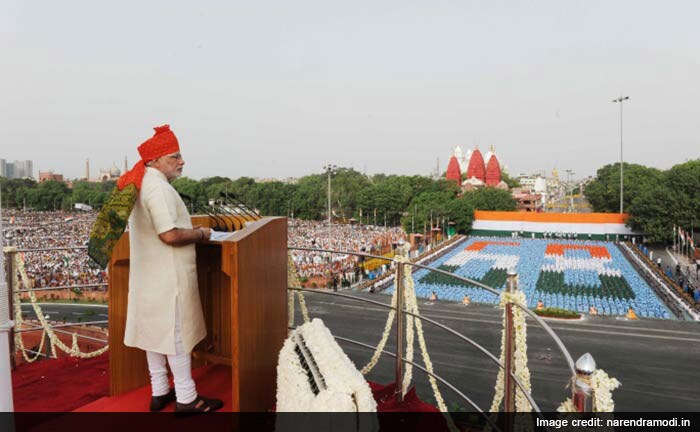 Prime Minister Narendra Modi addressing the nation from Red Fort on Independence Day.