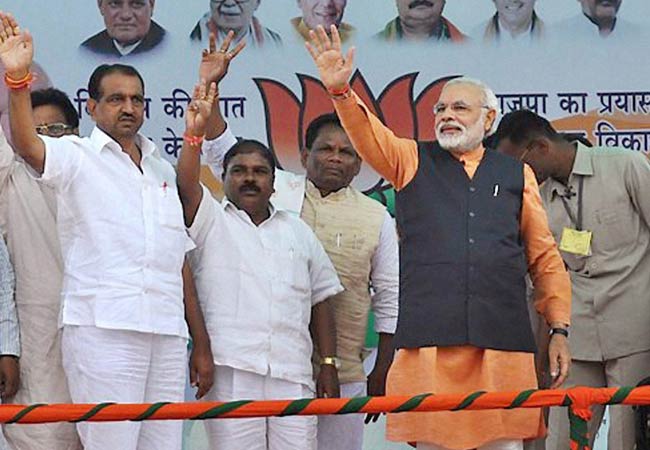 Bharatiya Janata Party's prime ministerial candidate Narendra Modi hits the campaign trail in the states going to elections this year - Delhi, Madhya Pradesh, Rajasthan, Chhattisgarh and Mizoram.

Seen here: Narendra Modi during a rally in Chhattisgarh's Jagdalpur on November 7, 2013.