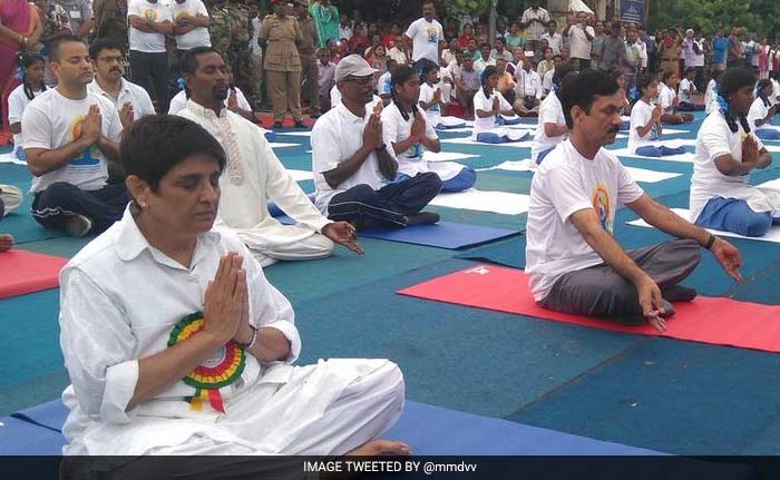 New Puducherry Governor Kiran Bedi performing yoga.