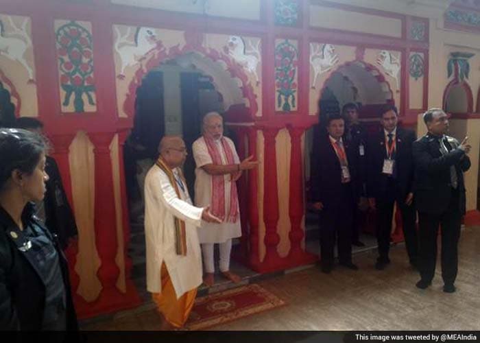 PM Narendra Modi at the Sree Sree Dhakeshwari Temple in Dhaka.