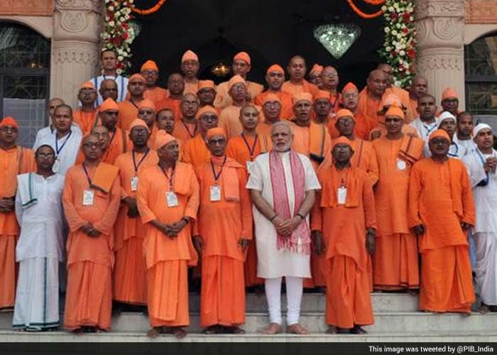 Prime Minister Narendra Modi at the Ramakrishna Mission in Dhaka, Bangladesh.