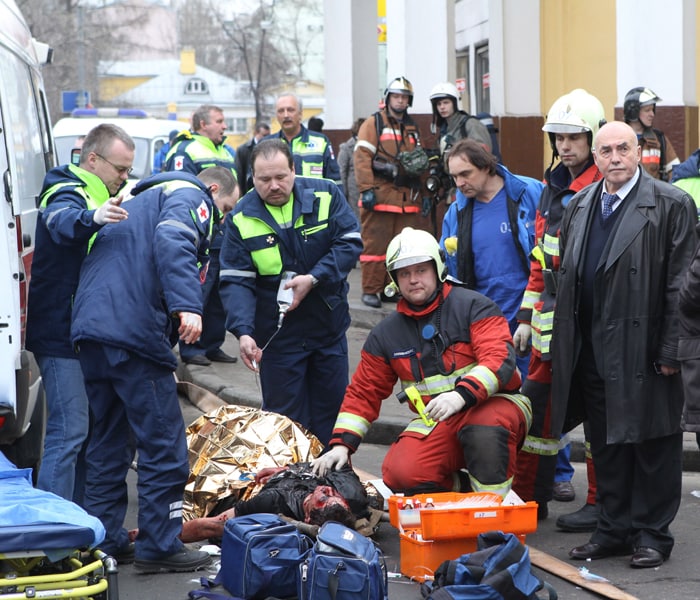 Emergency Ministry spokeswoman Svetlana Chumikova said 23 people were killed in an explosion shortly before 8 a.m. at the Lubyanka station in central Moscow. The station is underneath the building that houses the main offices of the Federal Security Service, or FSB, the KGB's main successor agency.(AFP photo)