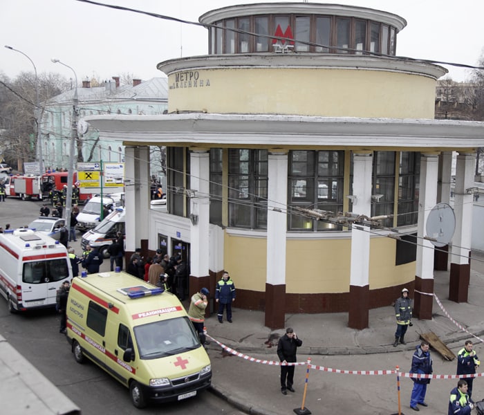 A second explosion hit the Park Kultury station about 45 minutes later. Chumikova said at least 12 were dead there. The ministry later said 38 people were injured.