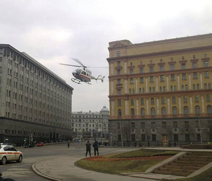 Helicopters hovered over the Park Kultury station area, which is near the renowned Gorky Park.