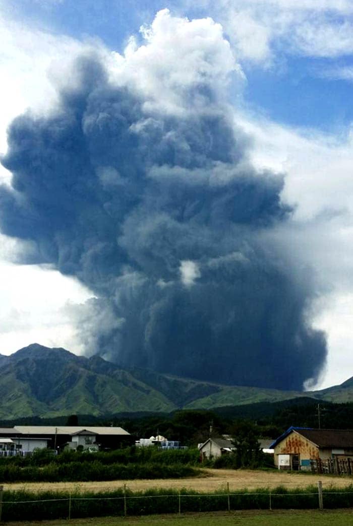 Eruption of Mount Aso in Kumamoto Prefecture, Japan's southwestern island of Kyushu.