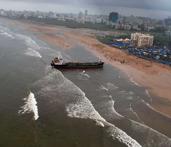 After Wisdom, MT Pavit runs aground at Juhu beach