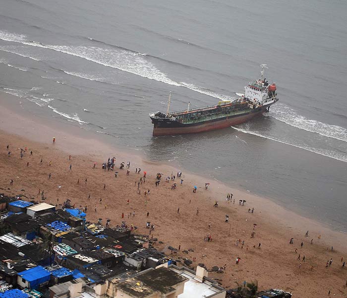 After Wisdom, MT Pavit runs aground at Juhu beach