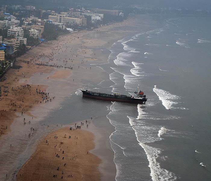 After Wisdom, MT Pavit runs aground at Juhu beach