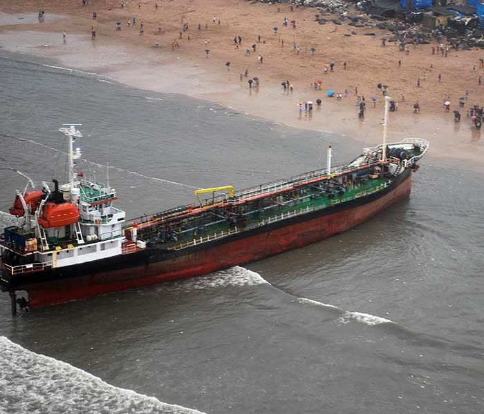 After Wisdom, MT Pavit runs aground at Juhu beach