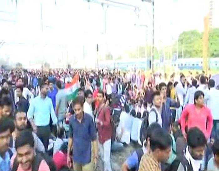 Mumbai Rail Roko: Train Services Hit As Students Demanding Railway Jobs Protest Sitting On Tracks