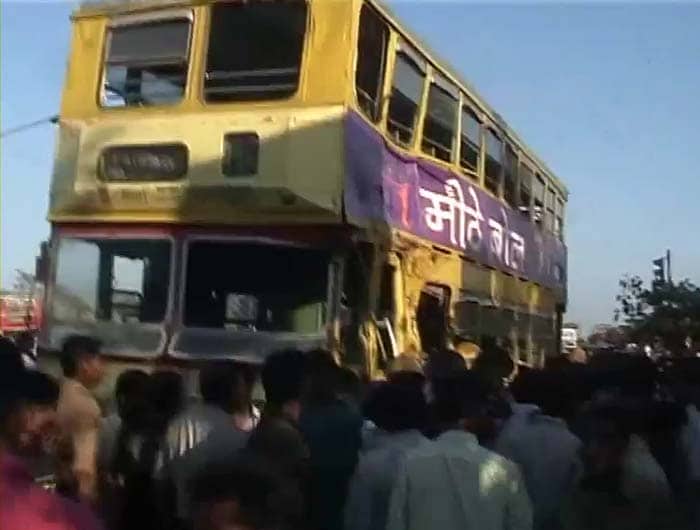 Officials say that the double decker bus overturned while taking a sharp turn.