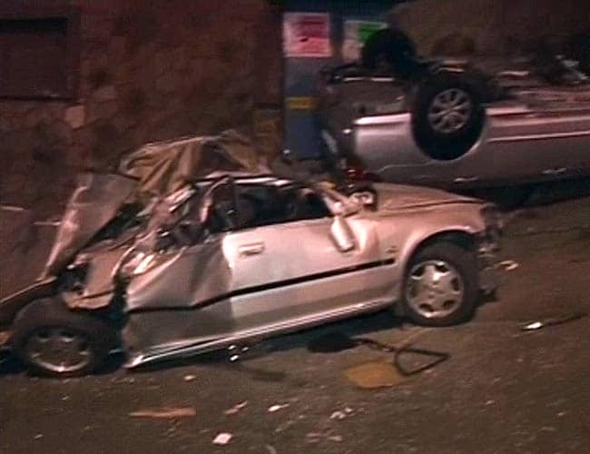 In the crash involving the Honda City, the speeding car was going from Girgaum to Chawpatty when, near a turning, it lost control and rammed into a stationary Toyota.