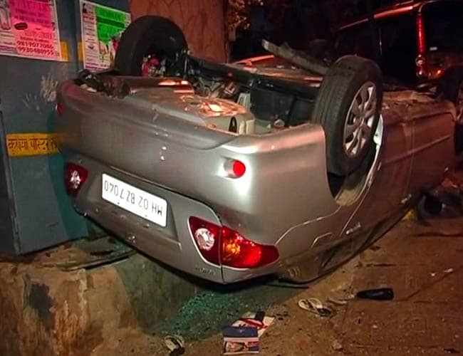 The impact of the crash was such that the stationary Toyota turned turtle and the other one was reduced to a mangled heap after it rolled over several times.