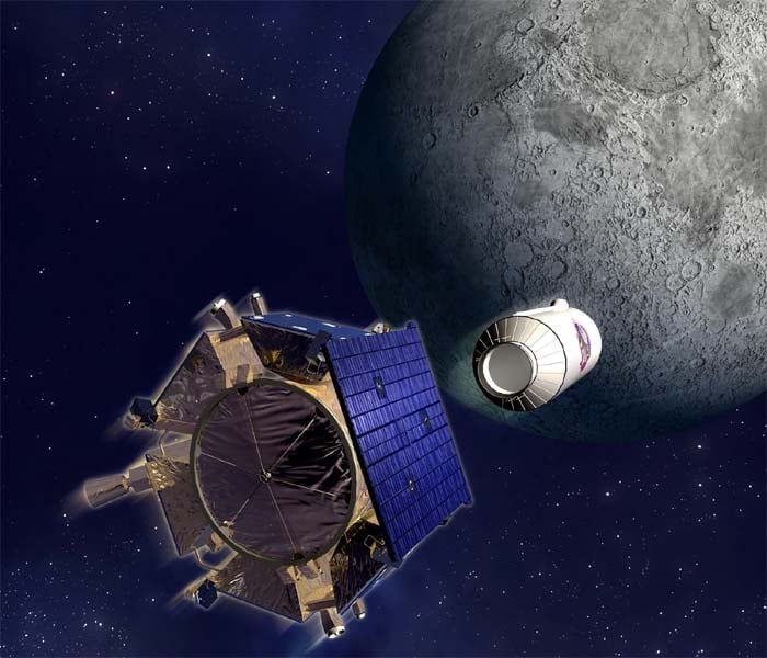 On October 9, 2009, NASA crashed the Lunar Crater Observation and Sensing Satellite, or LCROSS, into a crater on the moon's south pole to search for evidence of water ice.(AP Photo)
