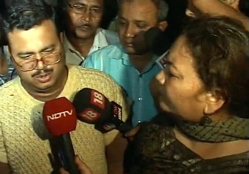 Soon after his release, Dutta was surrounded by mediapersons. Seen here, next to Dutta (R) is NDTV's Monideepa Banerjie from Kolkata. (NDTV Photo)