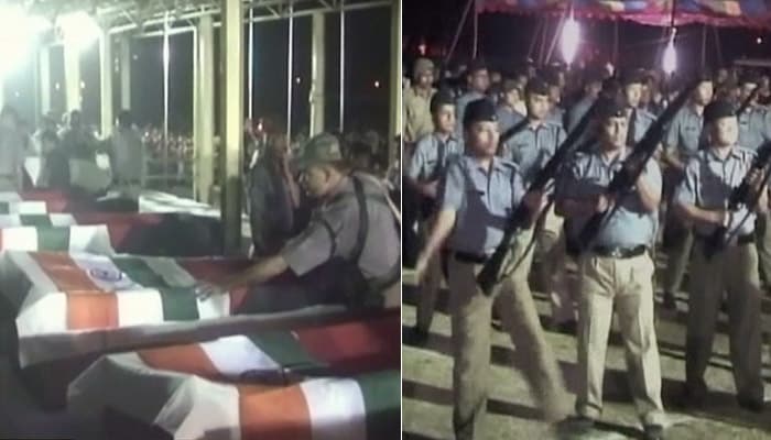 The massacre of 24 jawans by the Maoists saw an outpouring of grief as families grieved the loss of their loved ones at the funeral that saw a gun salute by their colleagues of the Eastern Frontier Rifles.(NDTV photo)