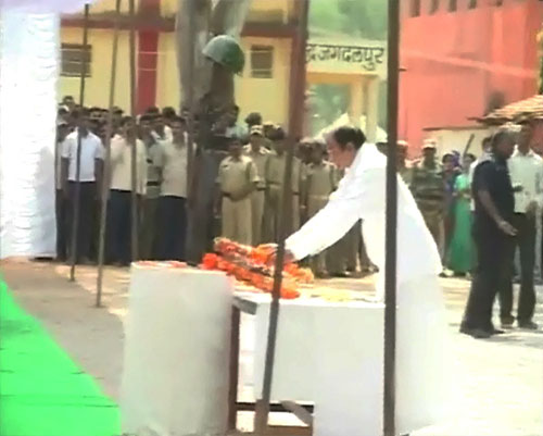 Home Minister P Chidambaram, who flew in here from New Delhi via Raipur, placed a wreath in front of the bodies of the slain jawans, 75 of whom belonged to the CRPF.