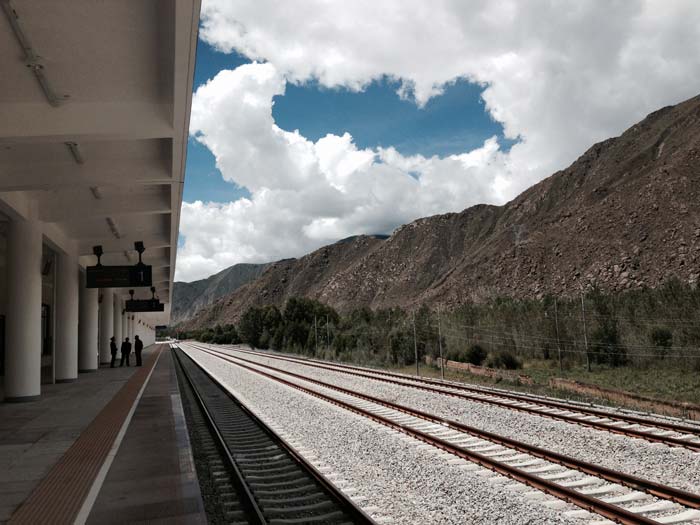 From within the Mountains - the Railway Line. To build this railway line, mountains have been bored through and bridges raised. To connect every part of Tibet.