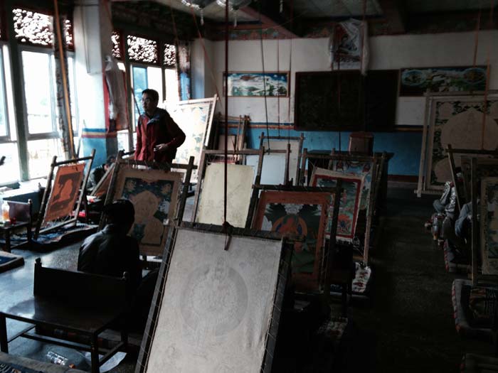 Inside the Tangkha Painting Workshop. A skill that pays. A painting was sold for more than three crore Indian rupees.