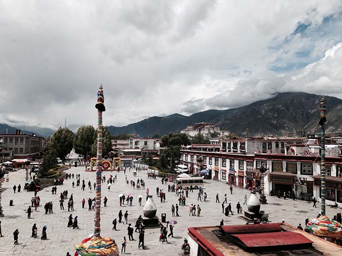 From the top, Jokhang temple, its frontyard. With neatly lined shops on both sides.