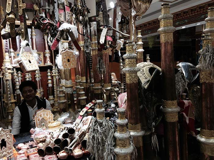 Musical Instruments on sale in one of the shops at Jokhang Temple Courtyard.