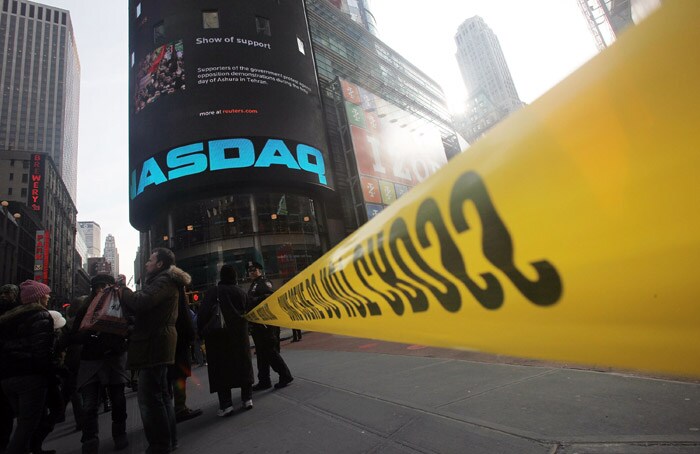 The NASDAQ building was among the high-rises that were evacuated. (AFP Photo)