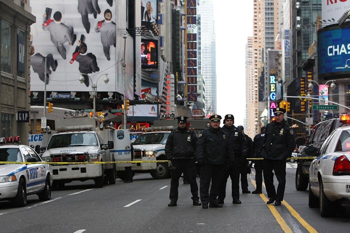 The area around 42nd Street between Seventh Avenue and Broadway was cordoned off. (AFP Photo)