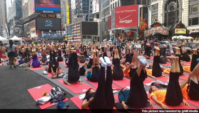 Speaking at Times Square, External Affairs Minister Sushma Swaraj pointed out the growing popularity of yoga in the region and pushed it as a solution for inner peace.