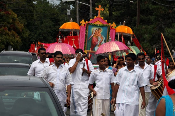 Bearing images of Mary. (NYT Photo)