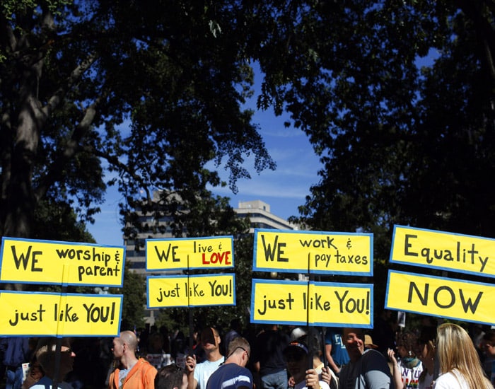 The National Equality March in Washington is exposing deep divisions among gay rights advocates around the country, as they grapple with whether to continue pushing for gains state by state, or embrace a more aggressive strategy to pressure the Obama administration and Congress for federal action.